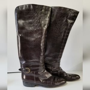 Italian Leather brown tall boots size 10